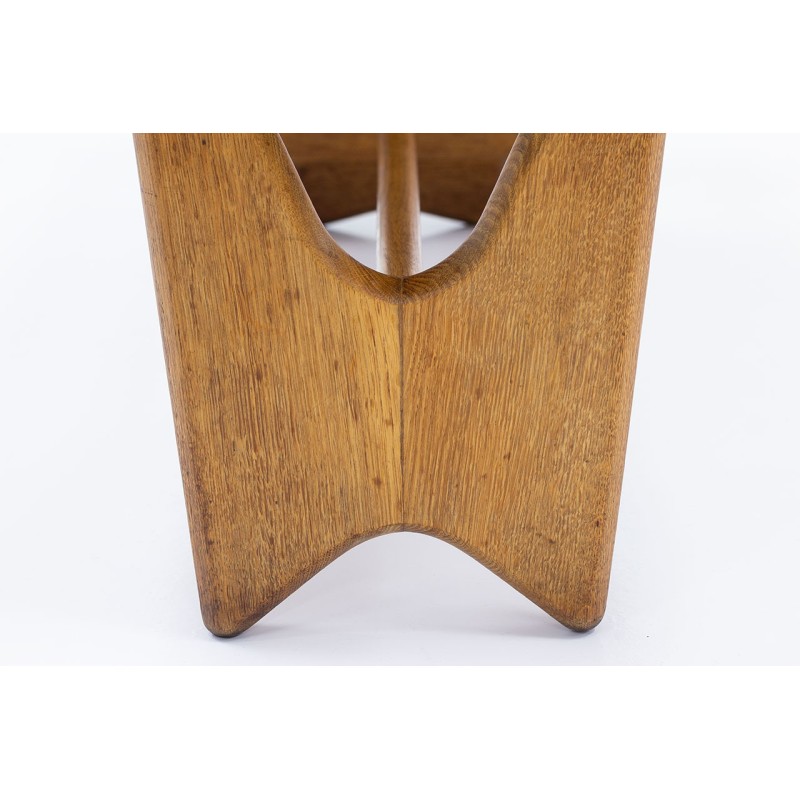 Vintage eikenhout en keramiek tegels salontafel van Robert Guillerme en Jacques Chambron