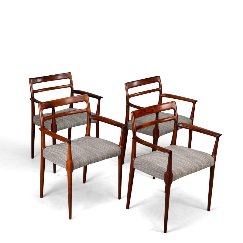 Set van 4 vintage rozenhouten fauteuils van Erling Torvits voor Soro Stolefabriks, 1960.