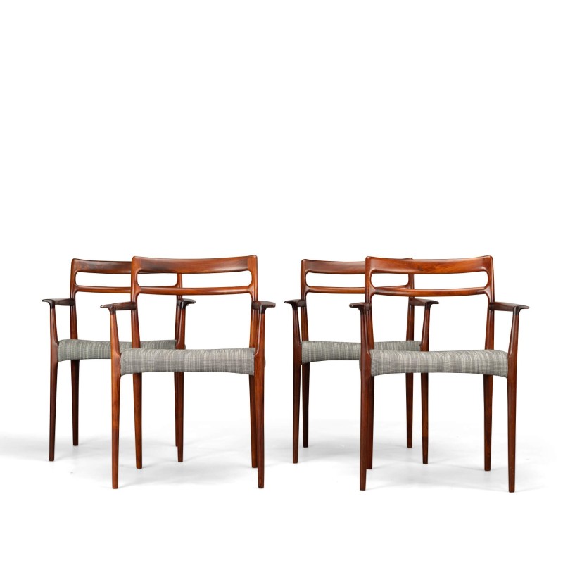 Ensemble de 4 fauteuils vintage en palissandre par Erling Torvits pour Soro Stolefabriks, 1960