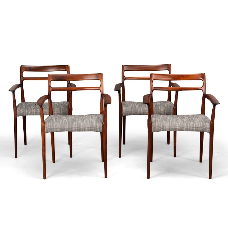 Set of 4 vintage rosewood armchairs by Erling Torvits for Soro Stolefabriks, 1960s