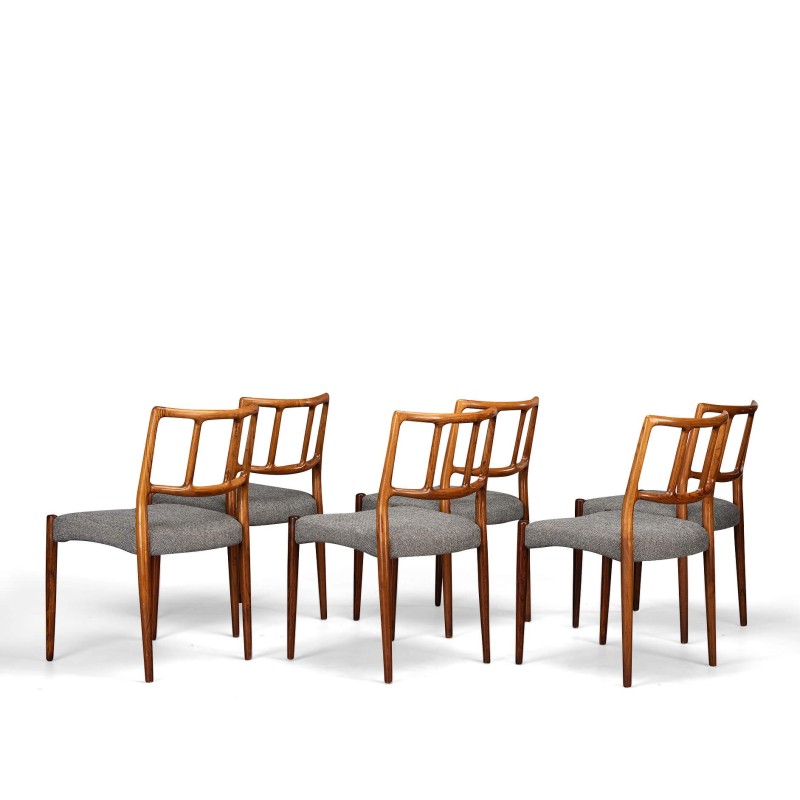 Set di 6 sedie da pranzo danesi vintage in palissandro di Johannes Andersen per Uldum Mobelfabrik, 1960