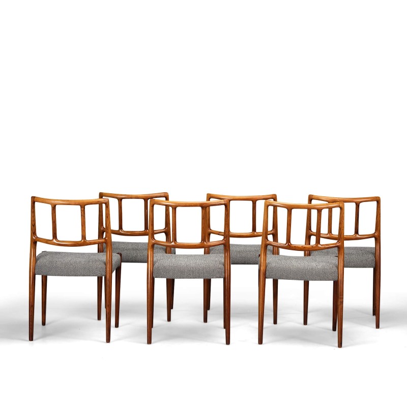 Set of 6 vintage Danish dining chairs in rosewood by Johannes Andersen for Uldum Mobelfabrik, 1960s