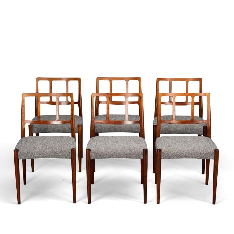 Ensemble de 6 chaises danoises vintage en palissandre par Johannes Andersen pour Uldum Mobelfabrik, 1960