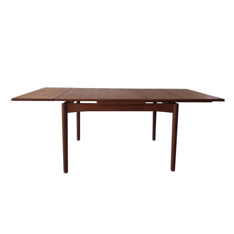 Scandinavische vintage uitschuifbare teakhouten eettafel, 1960