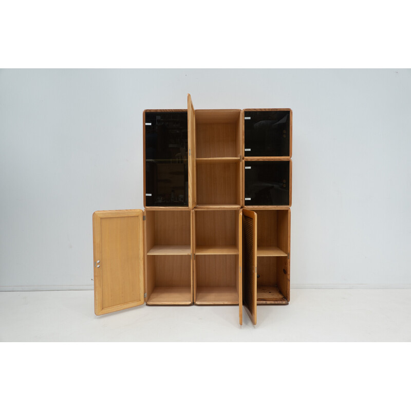 Set of mid-century modular wooden cubes by Derk Jan de Vries, Italy 1960s