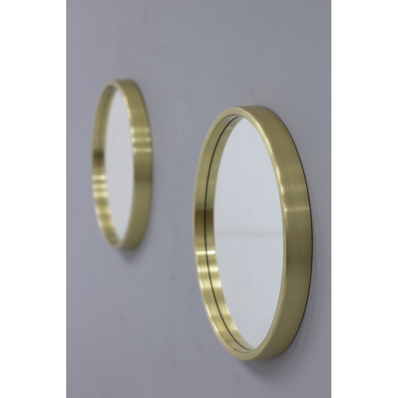 Pair of vintage brass wall mirrors by Nils Troed for Glasmäster Markaryd, Sweden 1960s