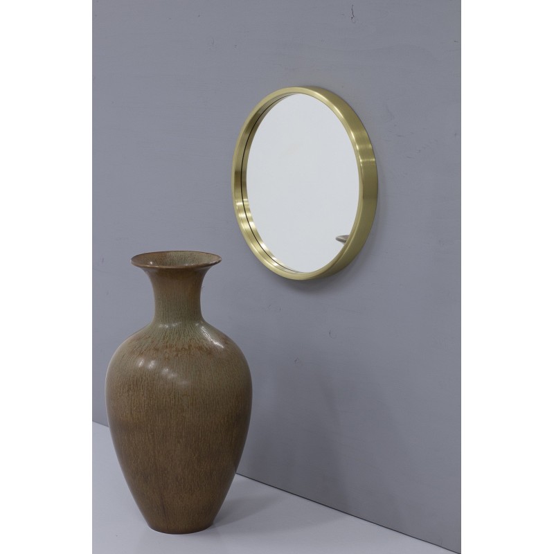 Pair of vintage brass wall mirrors by Nils Troed for Glasmäster Markaryd, Sweden 1960s