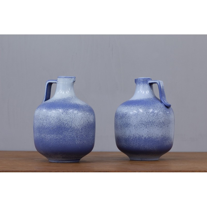 Pair of Scandinavian vintage blue ceramic vases by Gunnar Nylund for Rörstrand, Sweden 1940s