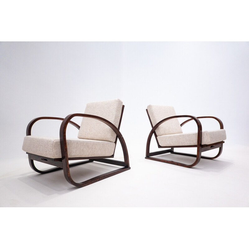 Pair of mid-century H70 armchairs by Jindrich Halabala