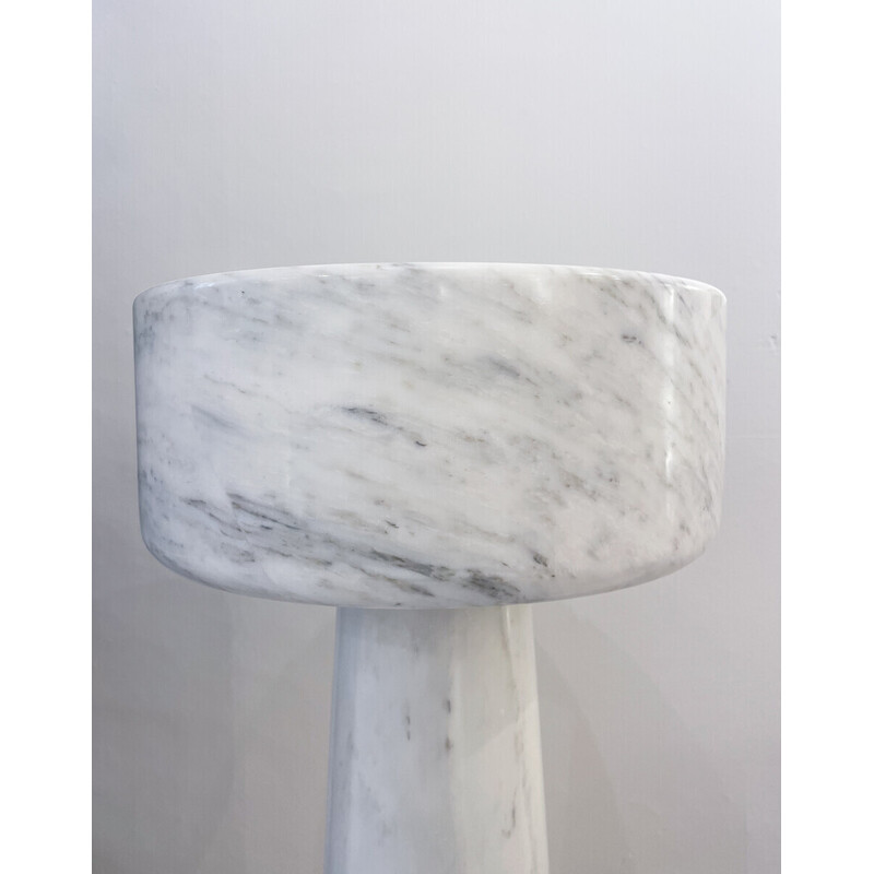 Fioriera di metà secolo in marmo bianco di Angelo Mangiarotti, Italia 1970