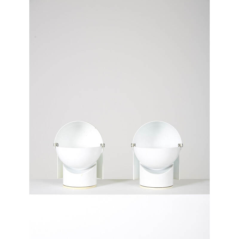 Paar vintage Pileino lampen in wit gelakt metaal van Gae Aulenti voor Artemide, Italië 1970