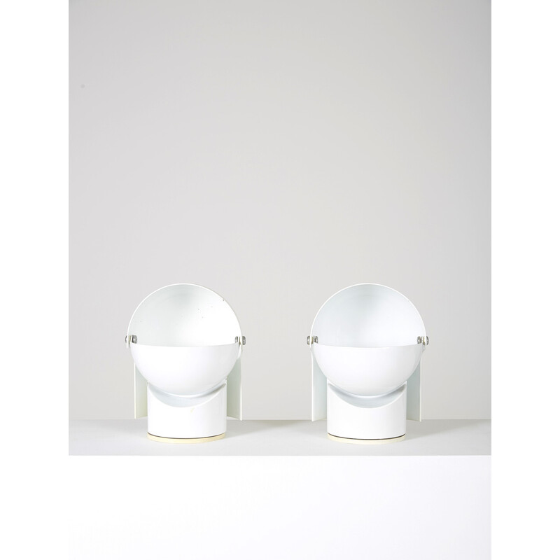 Pair of vintage Pileino lamps in white lacquered metal by Gae Aulenti for Artemide, Italy 1970s