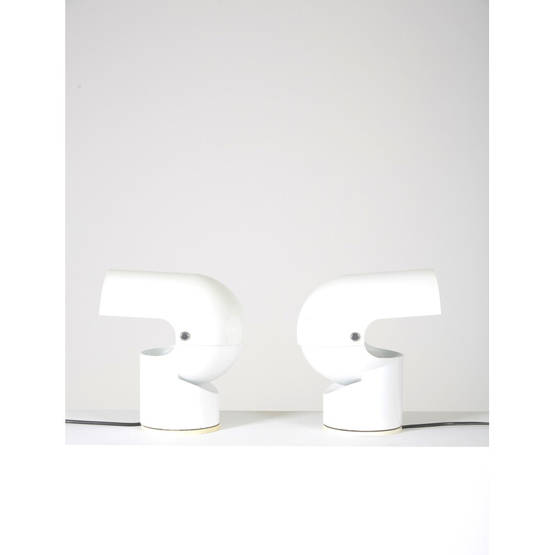 Pair of vintage Pileino lamps in white lacquered metal by Gae Aulenti for Artemide, Italy 1970s