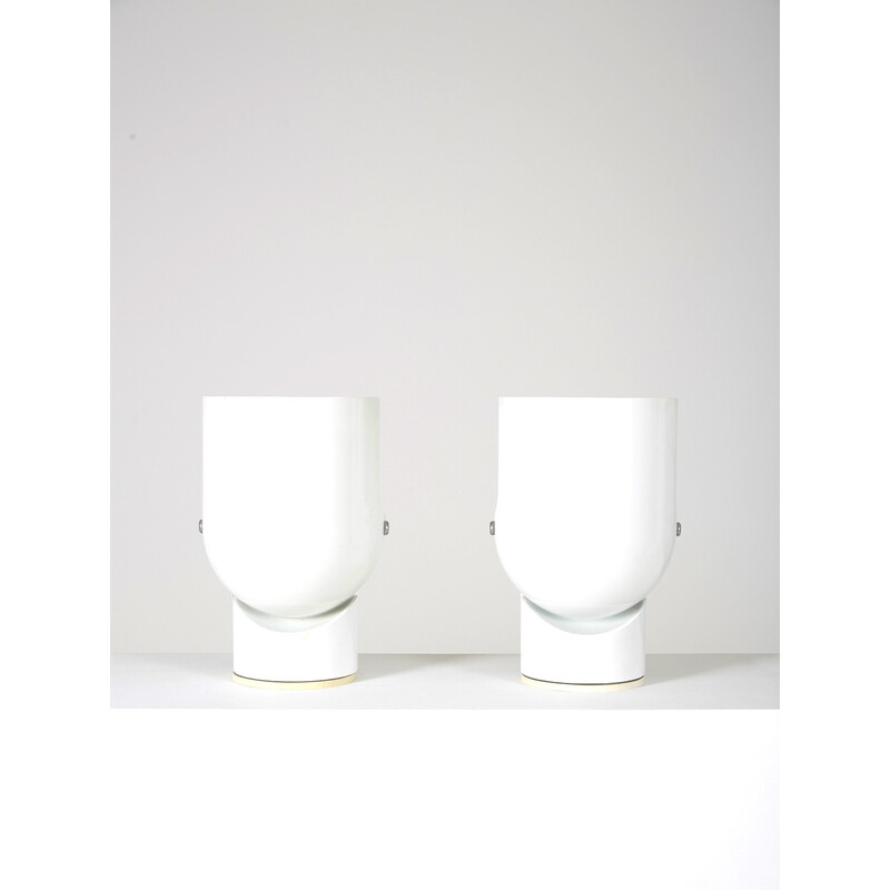 Paar vintage Pileino lampen in wit gelakt metaal van Gae Aulenti voor Artemide, Italië 1970