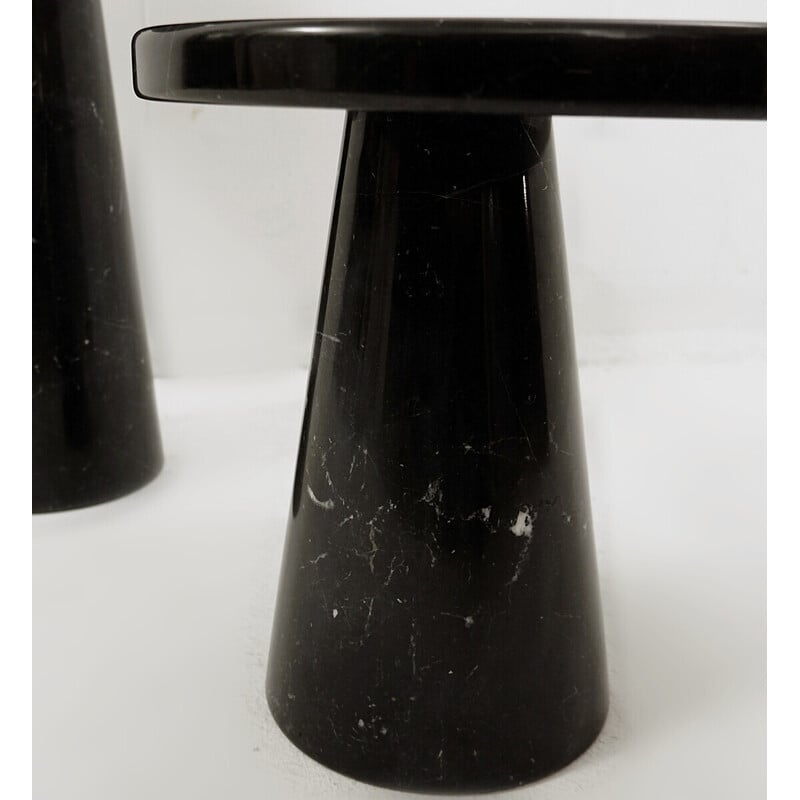 Par de mesas laterais "Eros" vintage em mármore preto de Angelo Mangiarotti para Skipper, Itália 1970