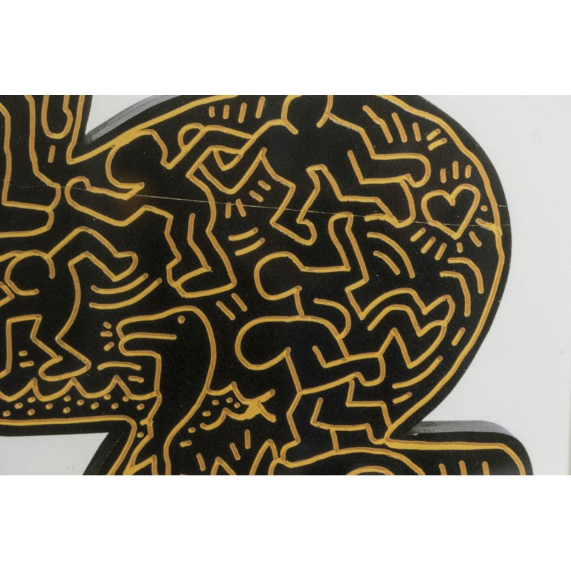 Vintage silkscreen with oak frame by Keith Haring, America 1990s