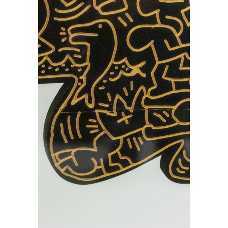 Serigrafia d'epoca con cornice di quercia di Keith Haring, America 1990