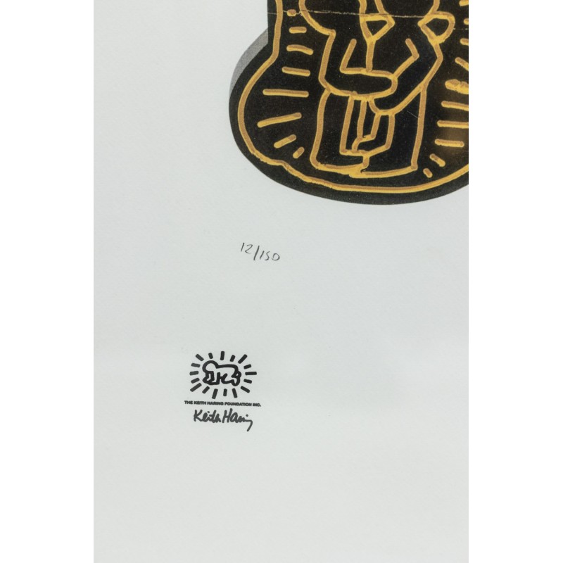 Serigrafia Vintage com moldura de carvalho por Keith Haring, América 1990