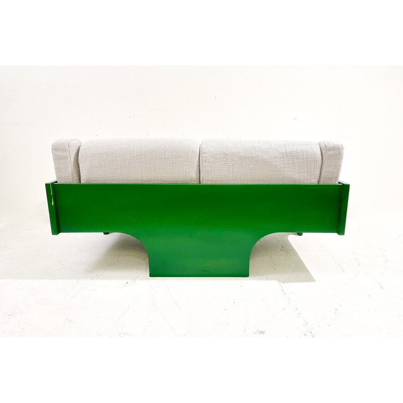 Vintage 2 seater sofa in green lacquered wood by Saporiti, Italy 1960s