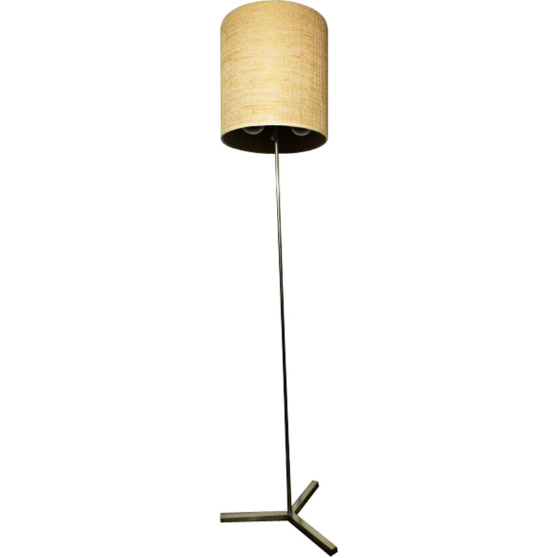Tripod brushed metal floor lamp - 1960s