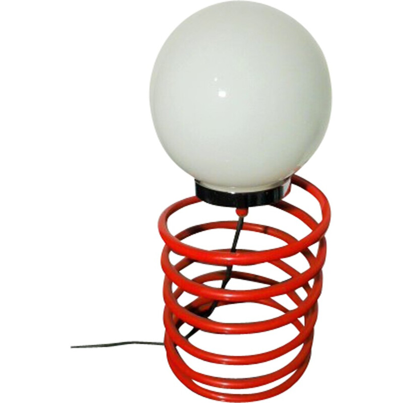 Large red lamp with spring shape - 1970s