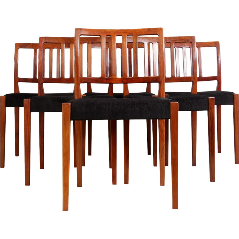 Suite de 6 chaises vintage en palissandre, Nils Jonsson - 1960