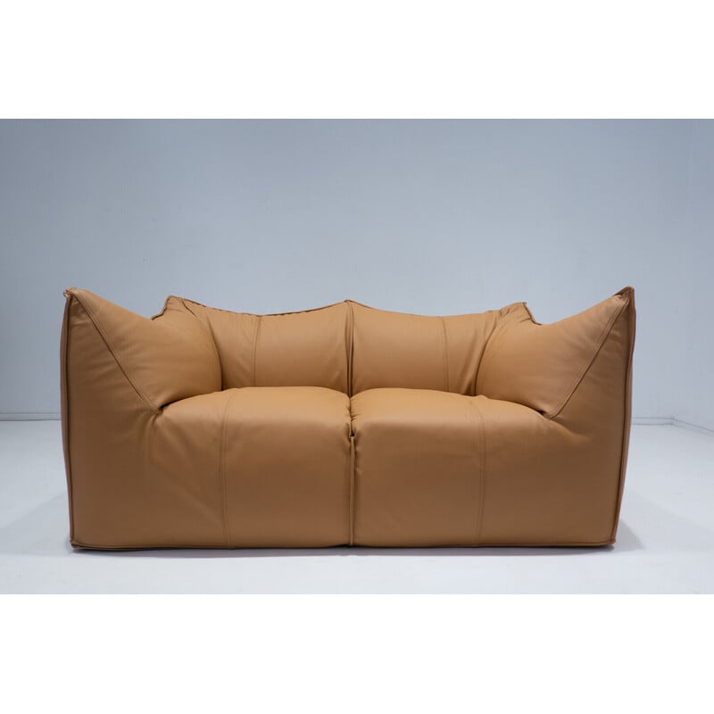 Vintage "Le bambole" sofa in cognac leather by Mario Bellini for B&B Italia, 1970s