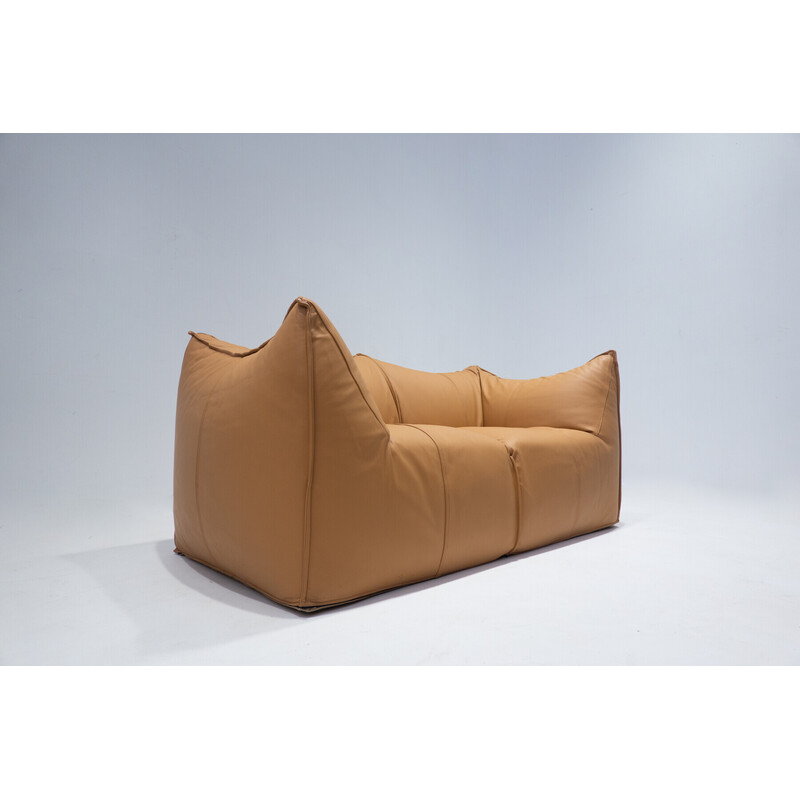 Vintage "Le bambole" sofa in cognac leather by Mario Bellini for B&B Italia, 1970s