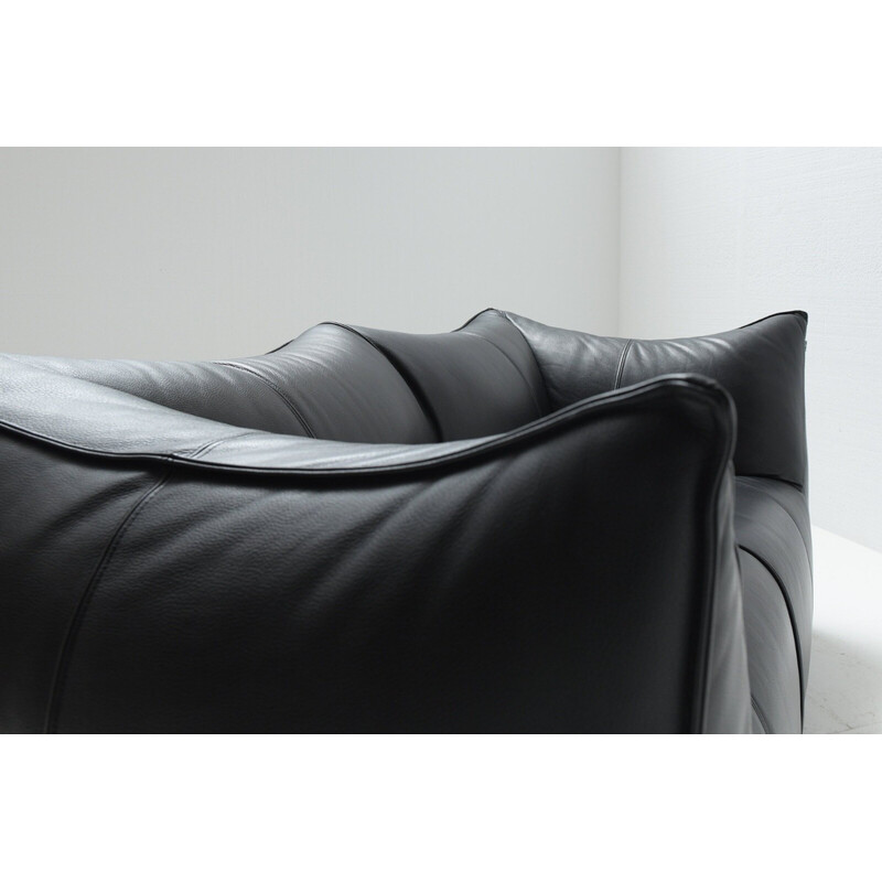 Vintage "Le bambole" sofa in black leather by Mario Bellini for B and B, Italy 1970