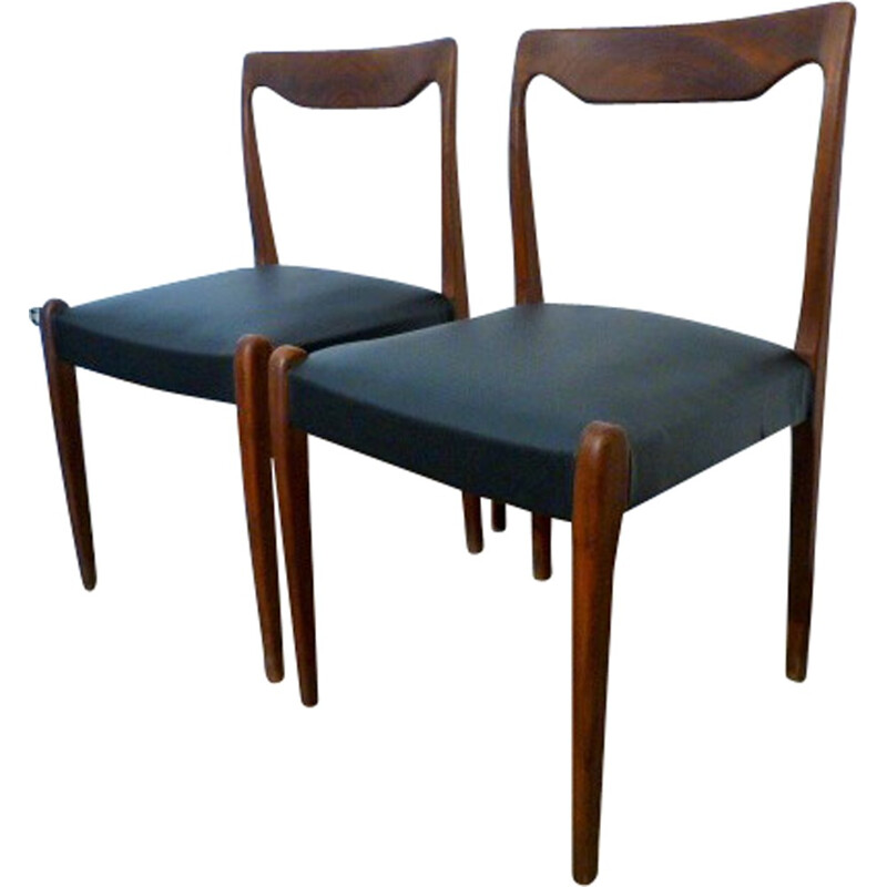 Pair of Scandinavian chairs in black leatherette - 1960s