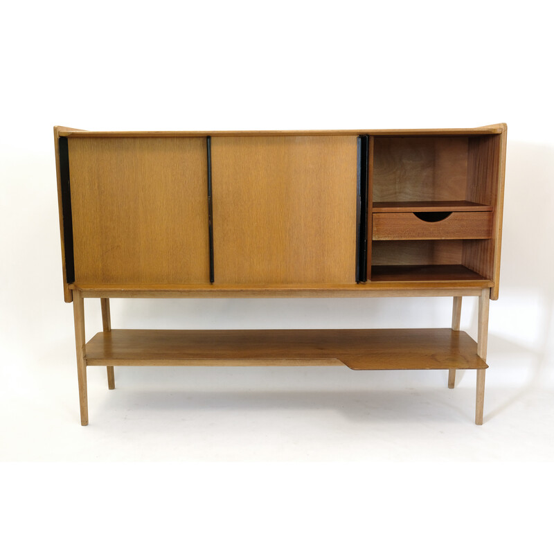 Vintage oak and black wood sideboard by Roger Landault for Meuble Abc, 1950