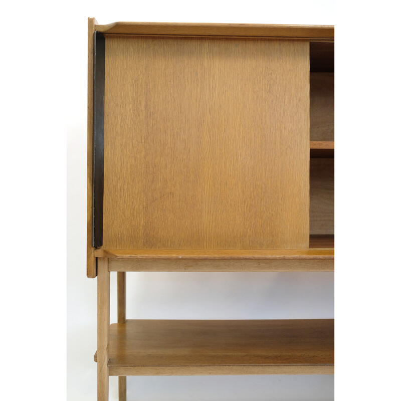 Aparador vintage de roble y madera negra de Roger Landault para Meuble Abc, 1950