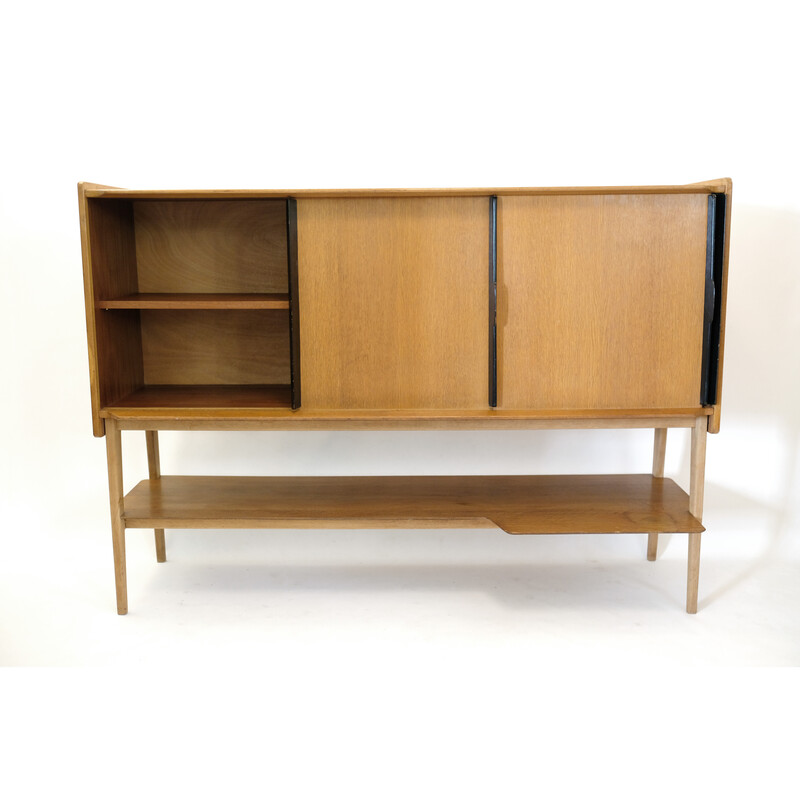 Vintage eiken en zwart houten dressoir van Roger Landault voor Meuble Abc, 1950