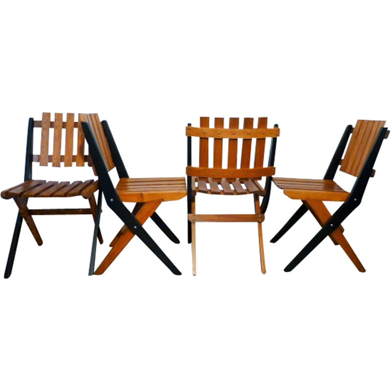 Lot de 4 chaises d'extérieur Dejou - 1980