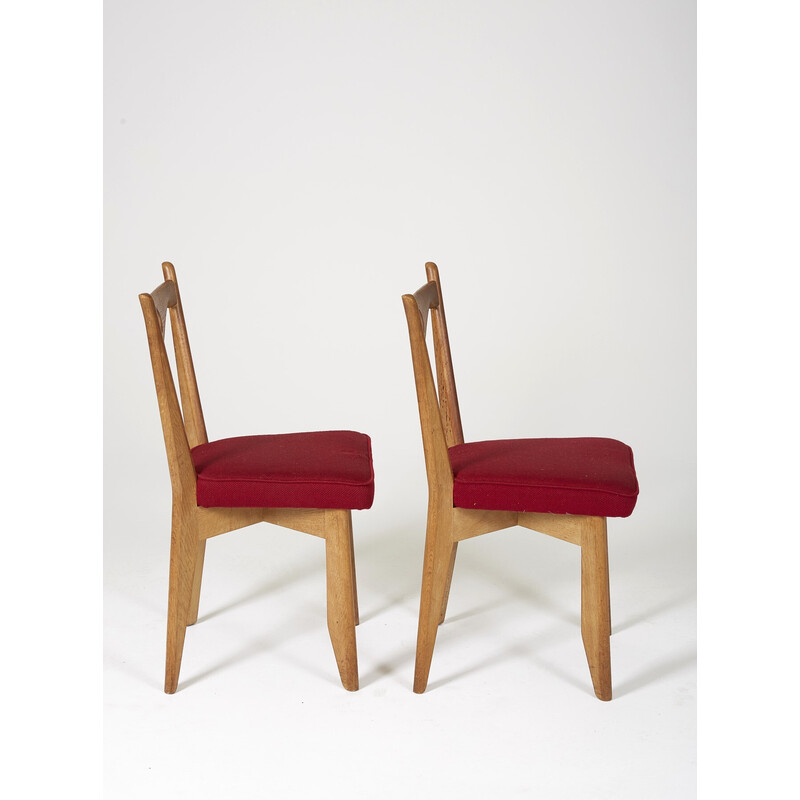 Pareja de sillas vintage de roble de Guillerme y Chambron para Votre Maison, 1960