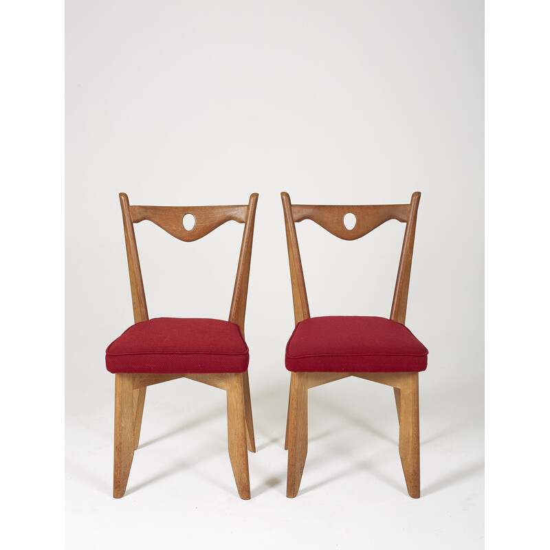 Pair of vintage oakwood chairs by Guillerme and Chambron for Votre Maison, 1960s