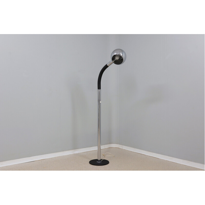 Vintage adjustable floor lamp in chromed metal by Targetti Sankey, Italy 1970s