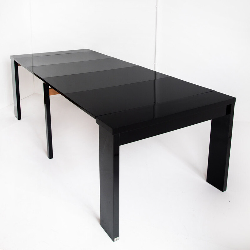 Vintage extendable table in lacquered wood by Paul Michel, France 1990s