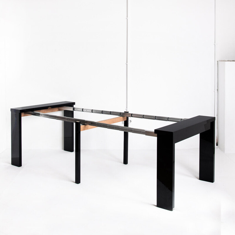 Vintage extendable table in lacquered wood by Paul Michel, France 1990s