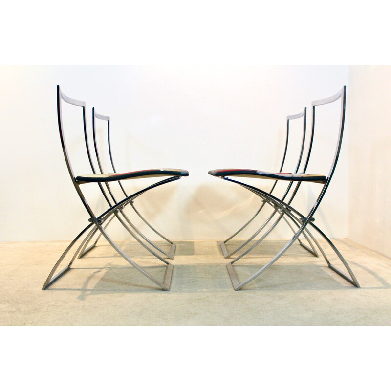 Set di 4 sedie vintage "Luisa" in acciaio cromato di Marcello Cuneo per Mobel Italia, Italia anni '70