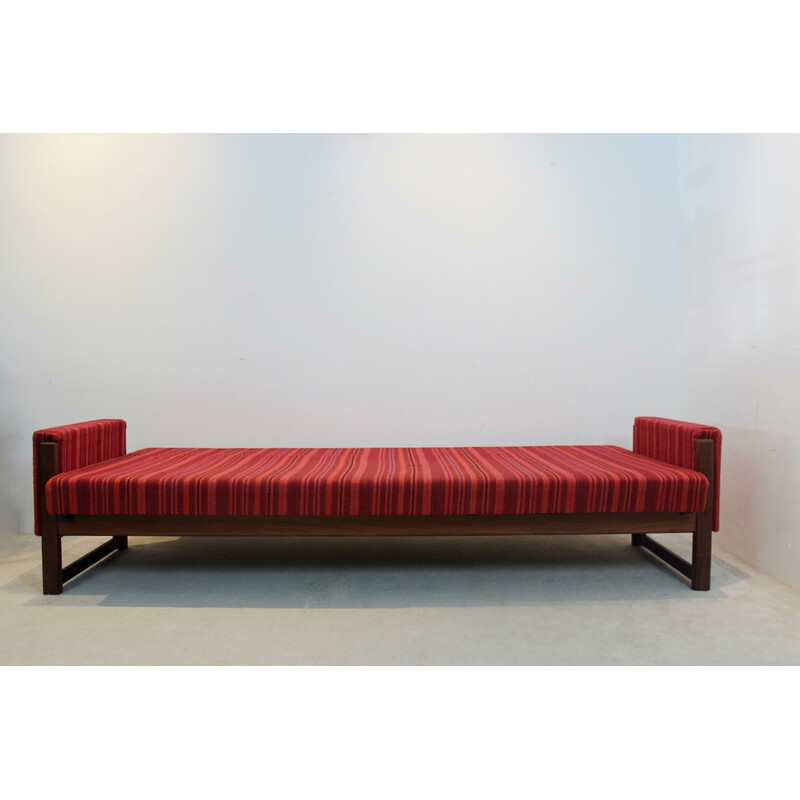 Vintage Mx01 sofa bed in teak and upholstery by Yngve Ekström for Pastoe, Netherlands 1950