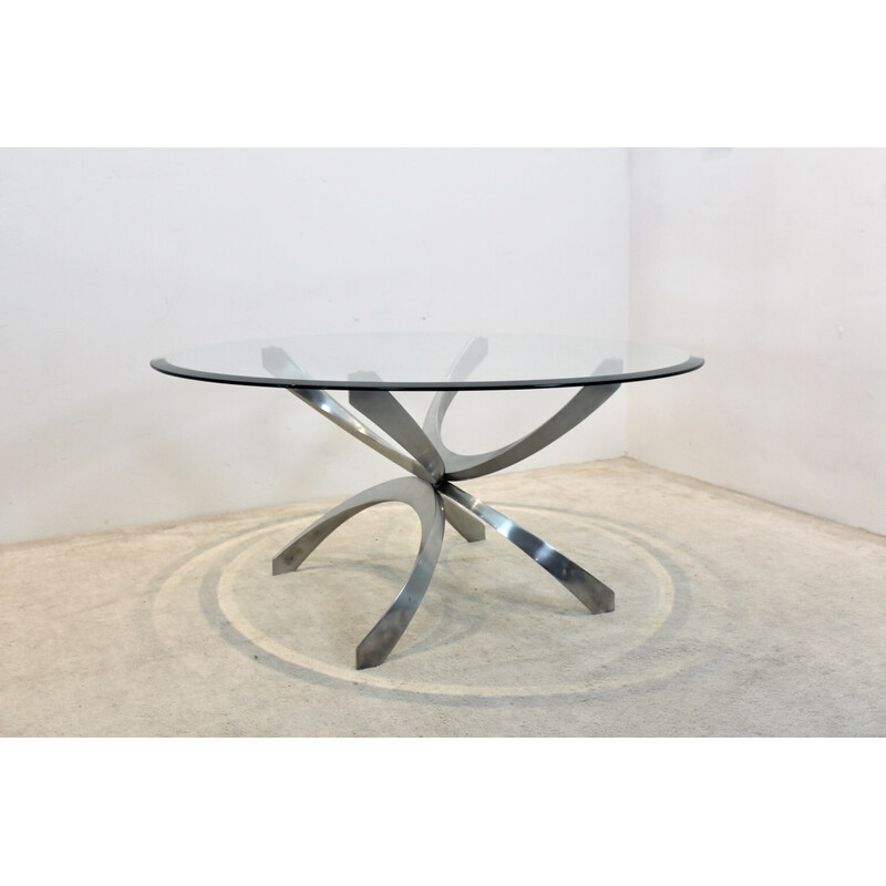 Vintage aluminum and glass coffee table by Knut Hesterberg for Ronald Schmitt, Germany 1970s