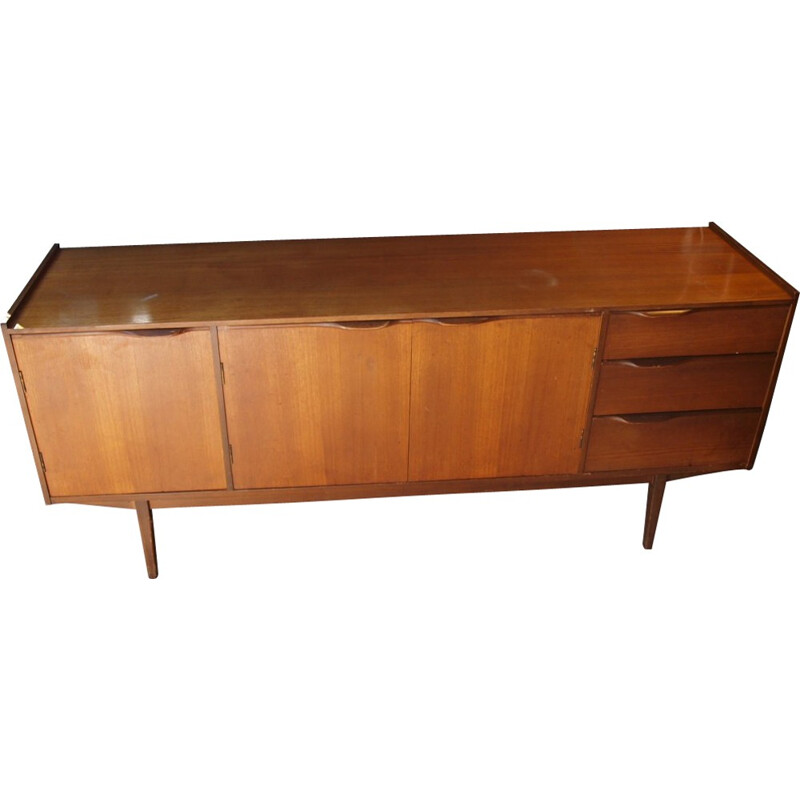 Vintage sideboard in teak with 3 drawers and 3 storage compartments - 1960s