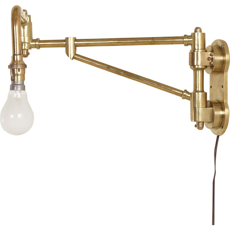 Industrial Brass Machine Workbench Lamp - 1930s