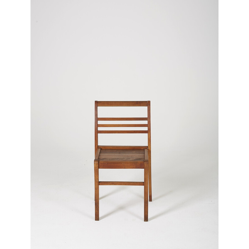 Set of 6 vintage Reconstruction oakwood chairs by René Gabriel, France 1940
