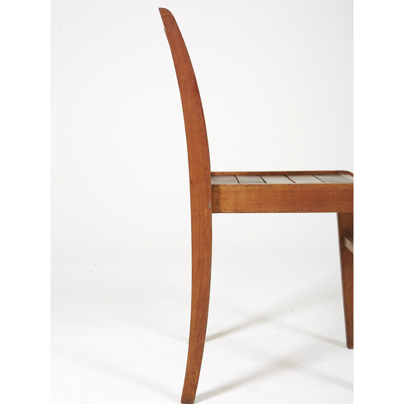 Set of 6 vintage Reconstruction oakwood chairs by René Gabriel, France 1940