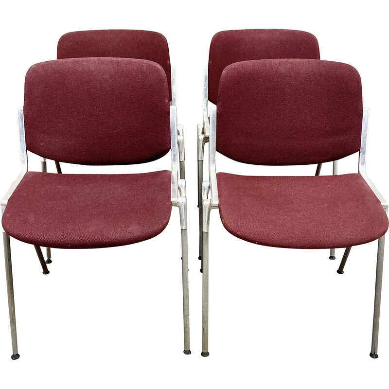 Set of 4 vintage aluminum and metal chairs by Giancarlo Piretti for Castelli, 1960s