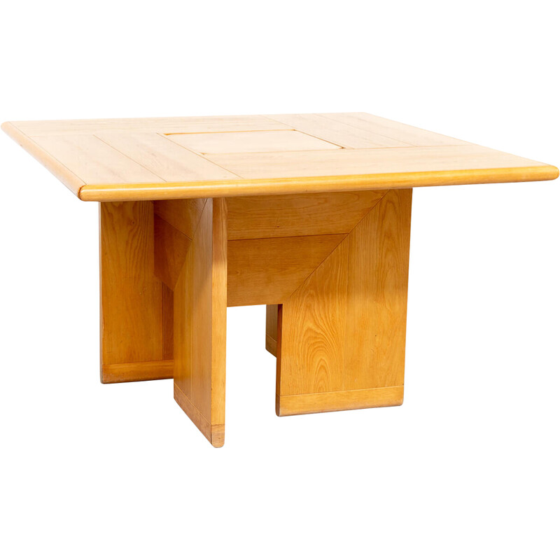 Vintage square wooden table by Silvio Coppola for Fratelli Montina