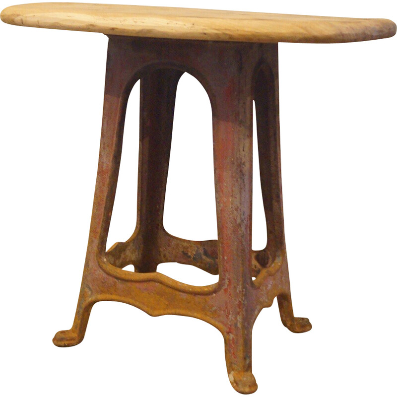 Console vintage en fonte et bois massif, 1930