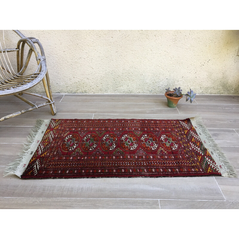 Kleurrijk vintage Afghaans tapijt van zuivere wol